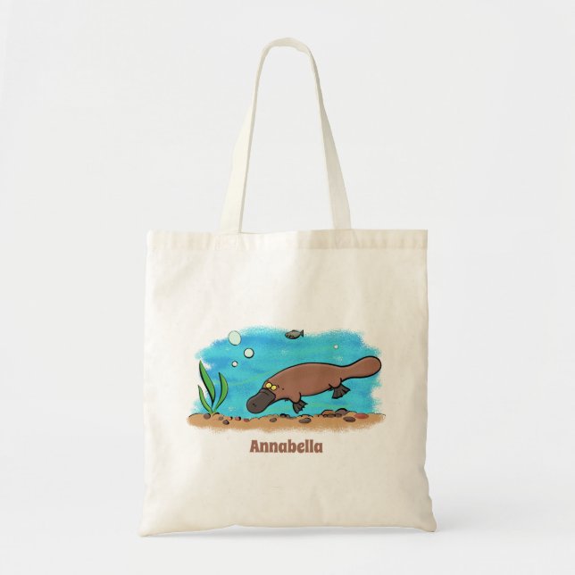 Bolso De Tela Personalizado de natación de Platypus Cute (Frente)