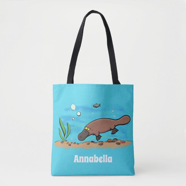 Bolso De Tela Personalizado de natación de Platypus Cute (Anverso)