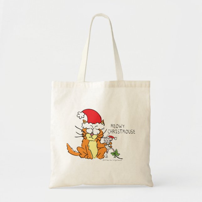 Bolso De Tela Personalizado de Navidades divertidos con gato Rat (Frente)