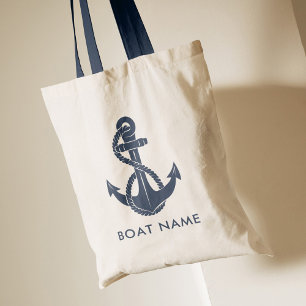 Bolso De Tela Personalizado de nombre de barco de la bandera azu