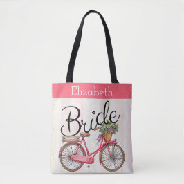 Bolso De Tela Personalizado de novias en bicicleta