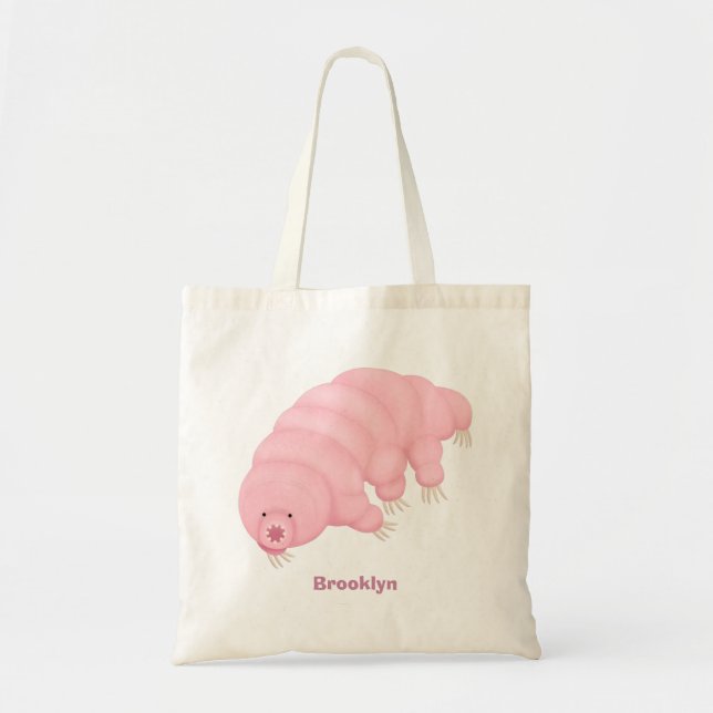 Bolso De Tela Personalizado de oso de agua tardígrado rosa y sua (Frente)