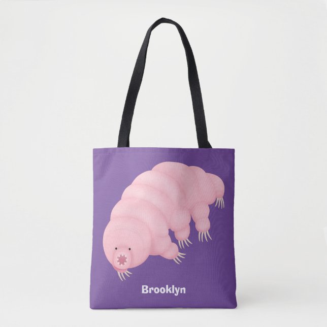 Bolso De Tela Personalizado de oso de agua tardígrado rosa y sua (Anverso)