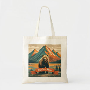 Bolso De Tela Personalizado de oso de estilo retro y cordillera