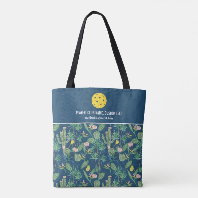 Bolso De Tela Personalizado de patrón de cactus florales (Reverso)