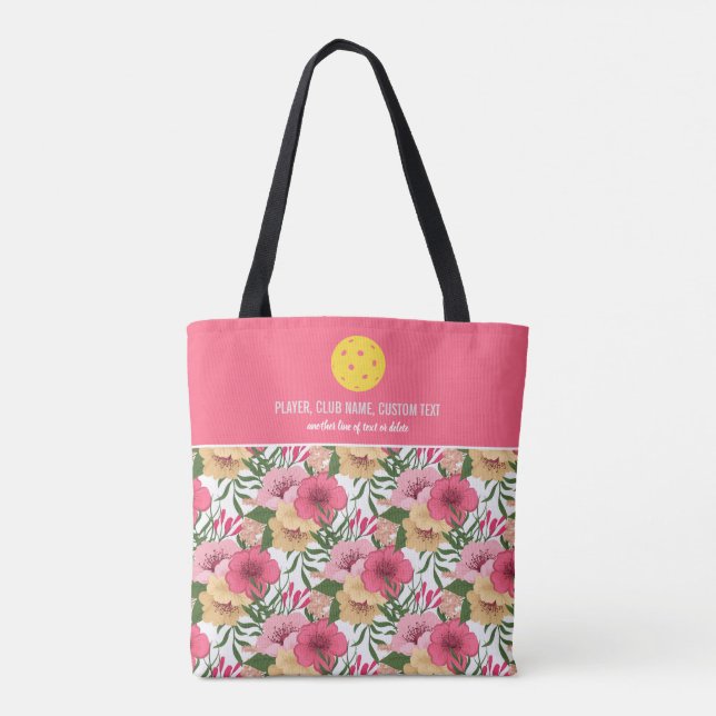 Bolso De Tela Personalizado De Patrón Floral Rosa  (Reverso)