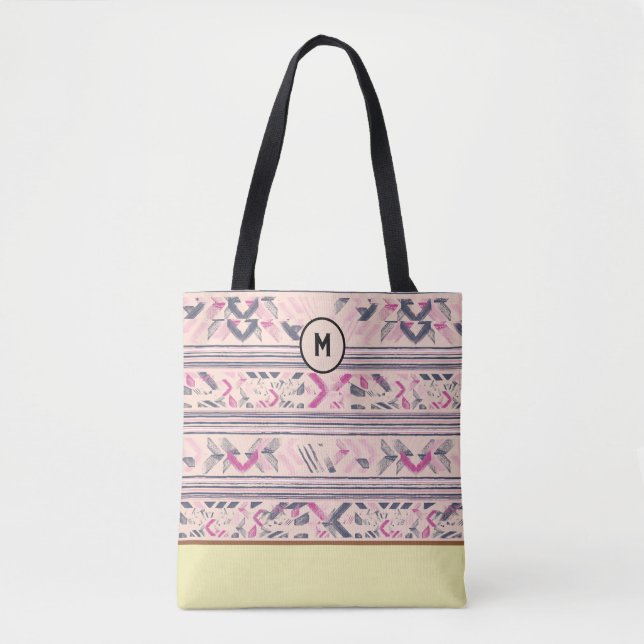 Bolso De Tela Personalizado De Patrón Textil Resumen Estilizado (Anverso)