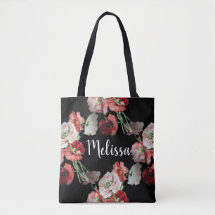 Bolso De Tela Personalizado de patrones de opio rosa y rojo