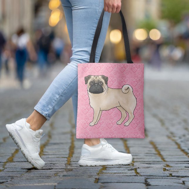 Bolso De Tela Personalizado De Perro De Pug De Fawn Mops Patrón  (Please note: This image is a digital mockup. The product may not be in scale.)