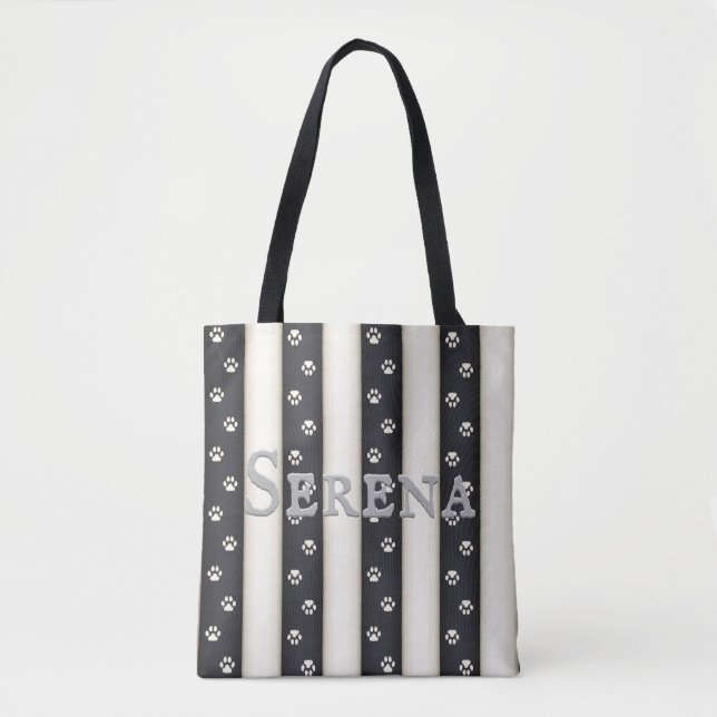 Bolso De Tela Personalizado de rayas negras y blancas (Anverso)