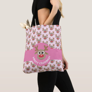 Bolso De Tela Personalizado de renos Navidad lindo patrón de ren