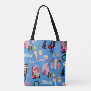 Bolso De Tela Personalizado de rock y Rolly Oldies Cute Fun Patt