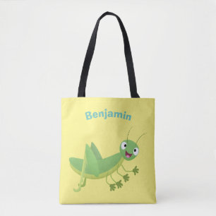 Bolso De Tela Personalizado de saltamontes alegre verde