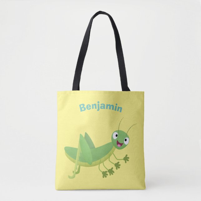 Bolso De Tela Personalizado de saltamontes alegre verde (Anverso)