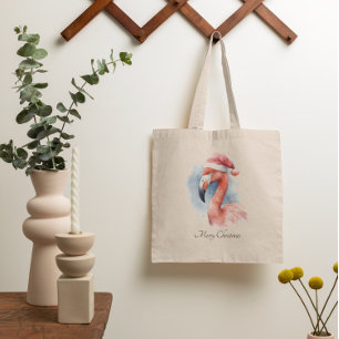 Bolso De Tela Personalizado de Santa Claus Snowbird Flamingo