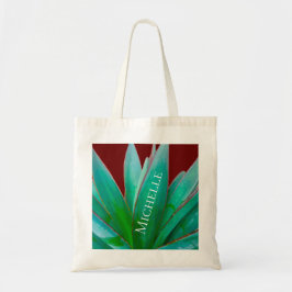 Bolso De Tela Personalizado de suculento verde botánico del desi
