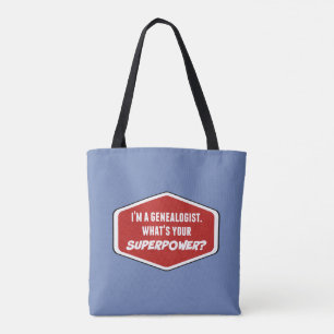Bolso De Tela Personalizado de superpotencia genealógica Blue To