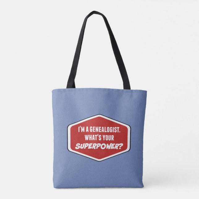 Bolso De Tela Personalizado de superpotencia genealógica Blue To (Reverso)