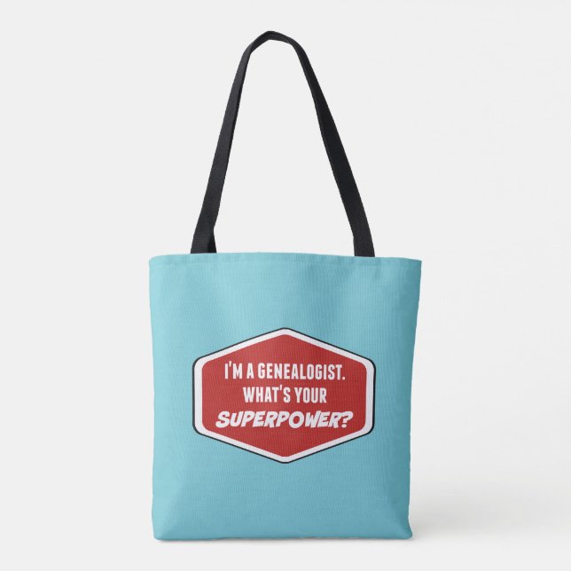 Bolso De Tela Personalizado de superpotencia genealógica Blue To (Reverso)