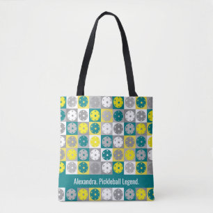 Bolso De Tela  Personalizado de texto , Baloncesto amarillo y ve