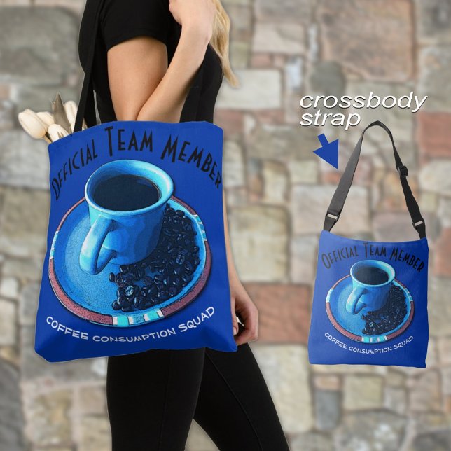 Bolso De Tela Personalizado de tipografía del equipo de consumo  (Select from two sizes and two strap styles for you or as a gift for the coffee lover in your life.)