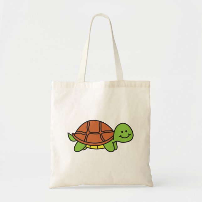 Bolso De Tela Personalizado de tortuga sonriente (Frente)
