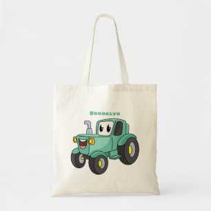 Bolso De Tela Personalizado de tractores verde feliz