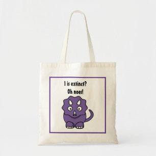 Bolso De Tela Personalizado de Triceratops púrpura y divertida e