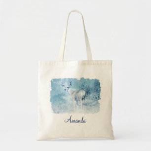 Bolso De Tela Personalizado de venados y pinos de invierno