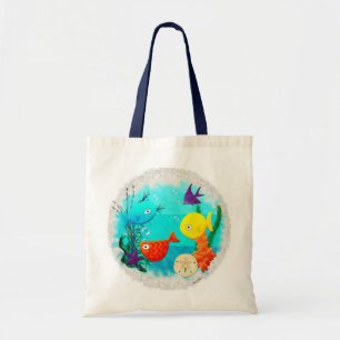 Bolso De Tela Personalizado del acuario Whimsey alimenta a los a