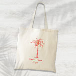 Bolso De Tela Personalizado del árbol de palmas de coral de la t<br><div class="desc">Esta divertida bolsa de palma tropical con las palabras "tribu de novias" en coral es la dama de honor perfecta para una playa tropical o un boda al aire libre. Personalízalo con el nombre de tu dama de honor.</div>