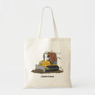 Bolso De Tela Personalizado del bulldozer cómico que conduce un 