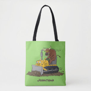 Bolso De Tela Personalizado del bulldozer cómico que conduce un 