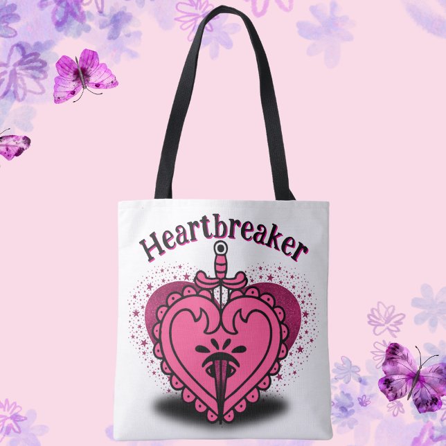 Bolso De Tela Personalizado del corazón rosado rompedor (Subido por el creador)