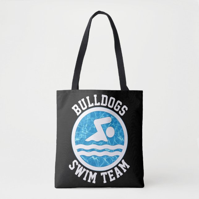 Bolso De Tela Personalizado del equipo de natación Nombre o text (Anverso)