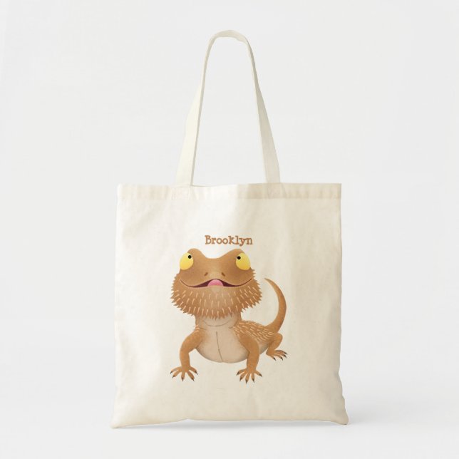 Bolso De Tela Personalizado del lagarto de dragón barbudo (Frente)