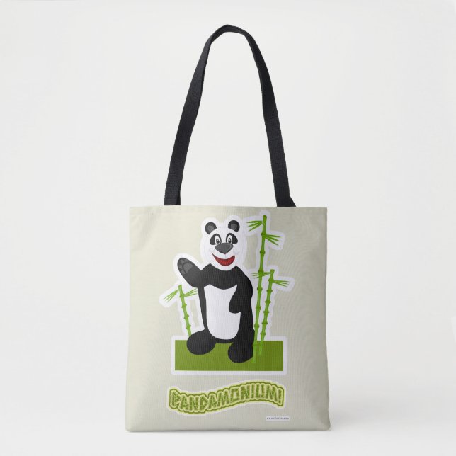 Bolso De Tela Personalizado del oso panda-monium feliz (Anverso)
