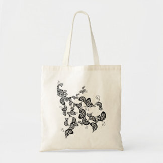 Bolso De Tela Personalizado del patrón de pavo real floral Tote 