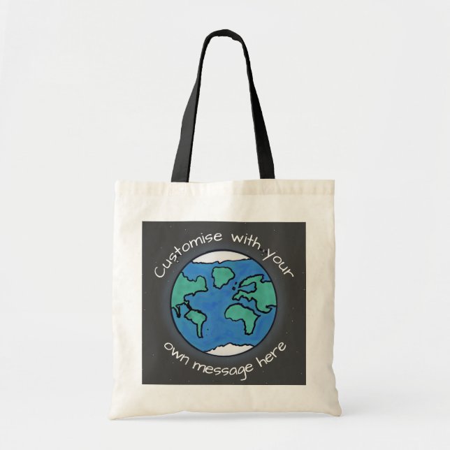 Bolso De Tela Personalizado del Planeta Tierra (Frente)