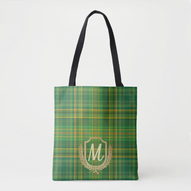 Bolso De Tela Personalizado del tartán verde rico (plaid) (Anverso)