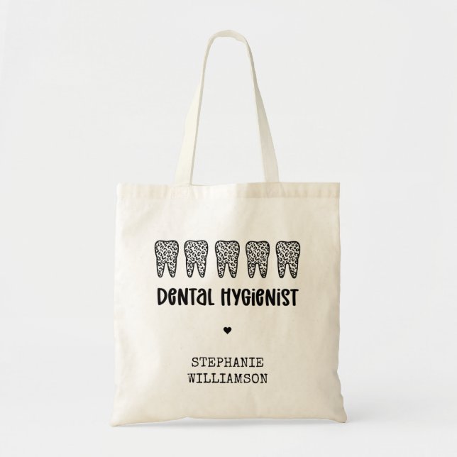 Bolso De Tela Personalizado Dental Hygienist Leoparst Print Teet (Frente)