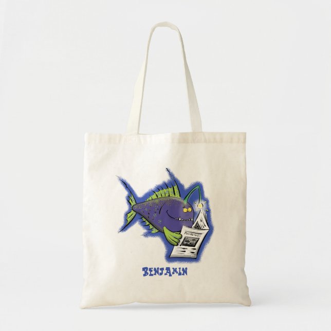 Bolso De Tela Personalizado divertida de pescados y mariscos (Frente)