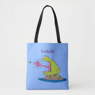 Bolso De Tela Personalizado divertida de rana y mosca