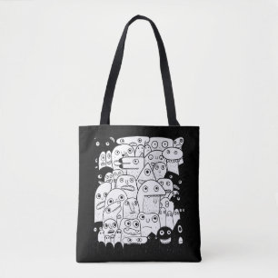 Bolso De Tela Personalizado divertida se enfrenta a l Negro y bl