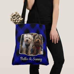 Bolso De Tela Personalizado divertido 2 fotograma azul y negro