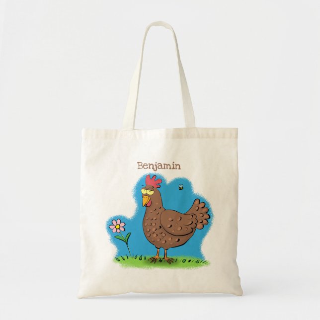Bolso De Tela Personalizado divertido de pollo rústico y caprich (Frente)