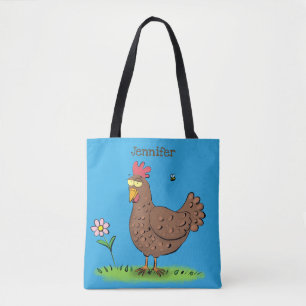 Bolso De Tela Personalizado divertido de pollo rústico y caprich
