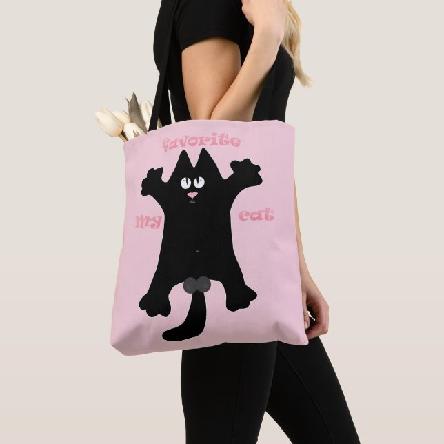 Bolso De Tela #personalizado #divertido #gato tirando almohada (Detalle)