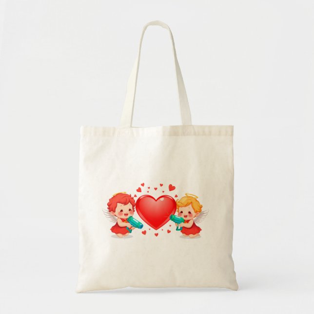 Bolso De Tela Personalizado divertido jugando ángeles por amarte (Frente)