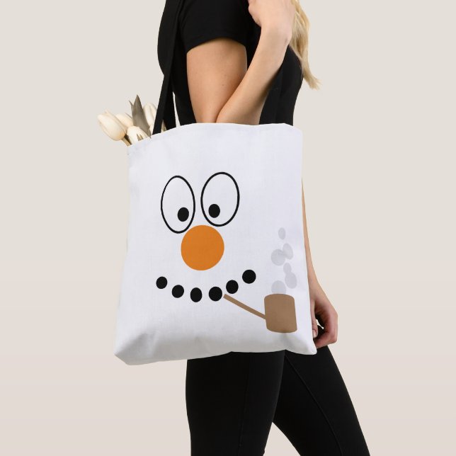 Bolso De Tela Personalizado divertido Snowman enfrenta a Navidad (Detalle)